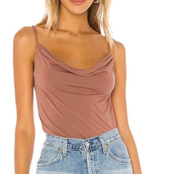 Lovers + Friends Bree Mink Pink Draped Front Slinky Tank Top NWT Size Small - Picture 1 of 7